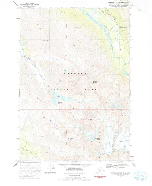 Classic USGS Anchorage A-7 NE Alaska 7.5'x7.5' Topo Map Image
