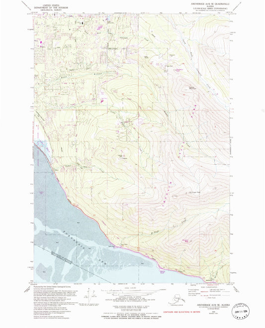 Classic USGS Anchorage A-8 SE Alaska 7.5'x7.5' Topo Map Image