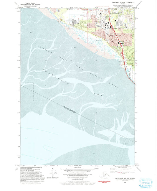 Classic USGS Anchorage A-8 SW Alaska 7.5'x7.5' Topo Map Image