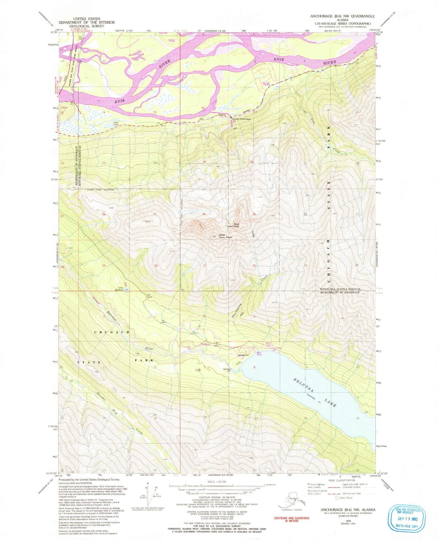 Classic USGS Anchorage B-6 NW Alaska 7.5'x7.5' Topo Map Image