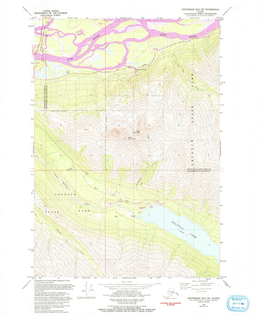 Classic USGS Anchorage B-6 NW Alaska 7.5'x7.5' Topo Map Image