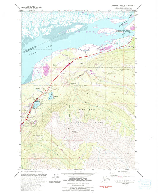 Classic USGS Anchorage B-7 NE Alaska 7.5'x7.5' Topo Map Image