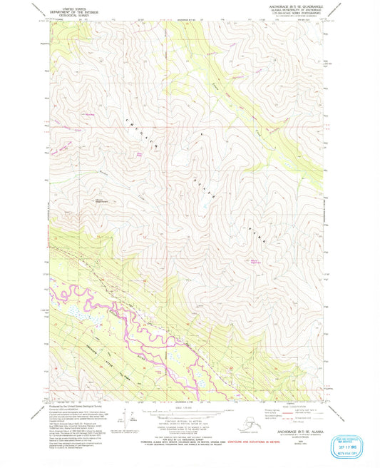Classic USGS Anchorage B-7 SE Alaska 7.5'x7.5' Topo Map Image