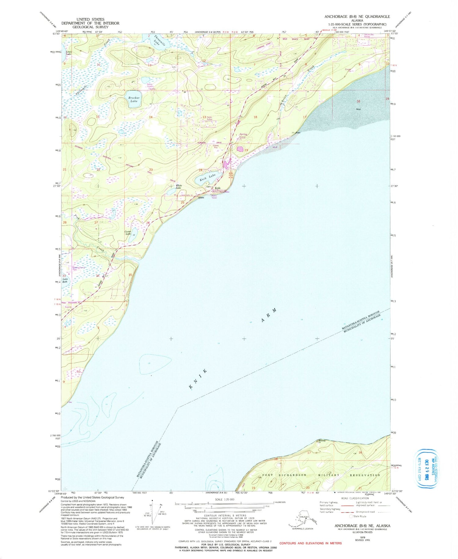 Classic USGS Anchorage B-8 NE Alaska 7.5'x7.5' Topo Map Image