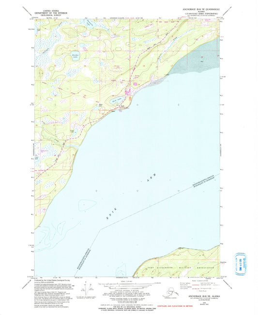 Classic USGS Anchorage B-8 NE Alaska 7.5'x7.5' Topo Map Image