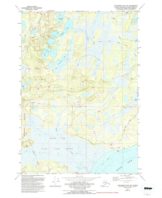 Classic USGS Anchorage B-8 NW Alaska 7.5'x7.5' Topo Map Image