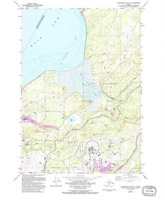 Classic USGS Anchorage B-8 SE Alaska 7.5'x7.5' Topo Map Image