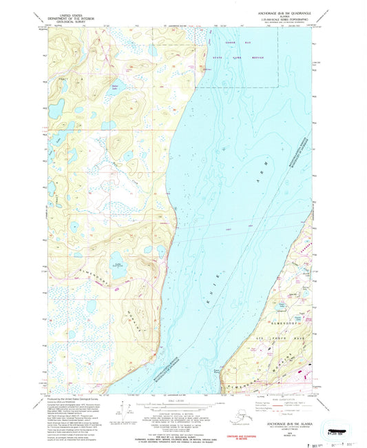 Classic USGS Anchorage B-8 SW Alaska 7.5'x7.5' Topo Map Image