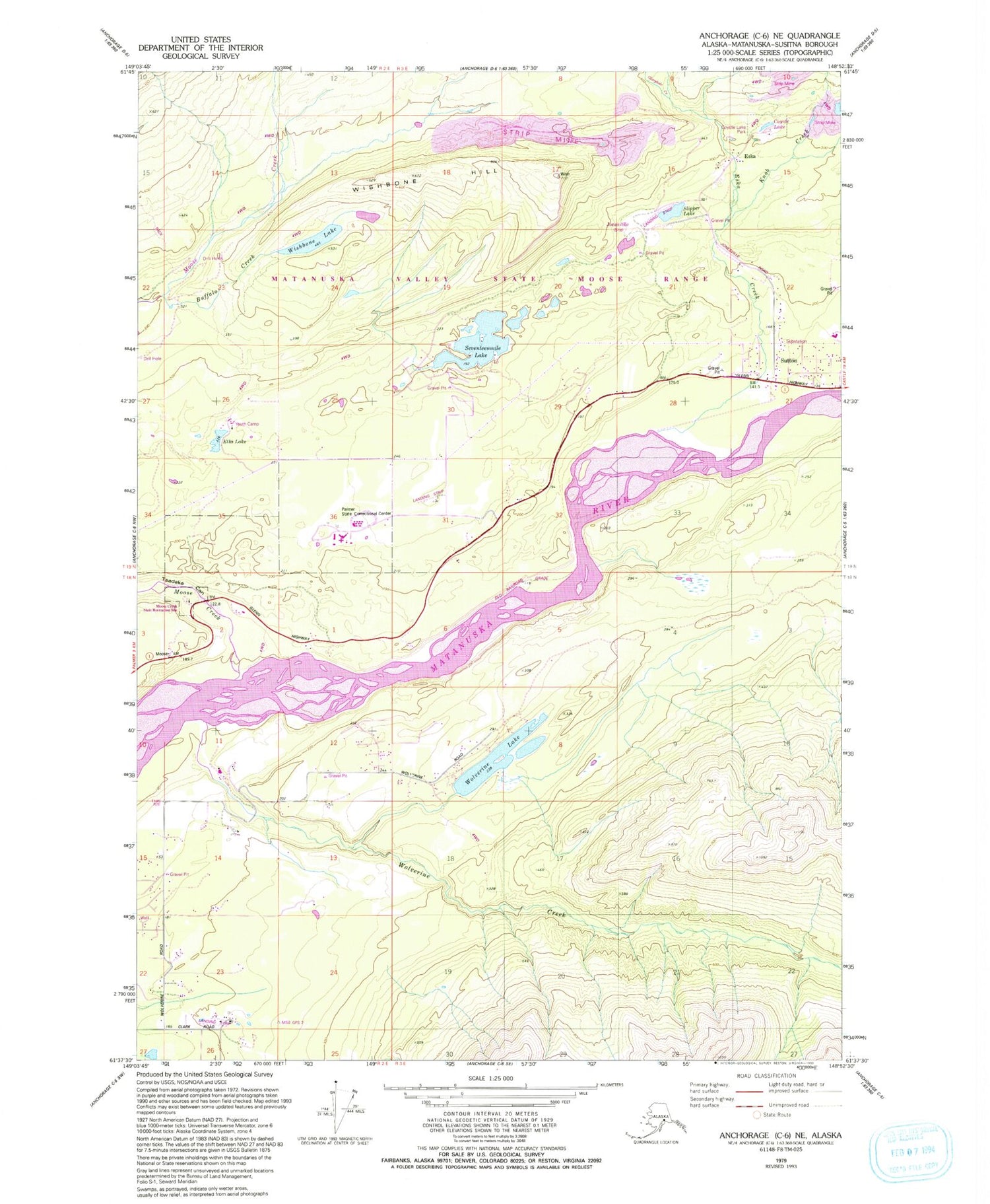 Classic USGS Anchorage C-6 NE Alaska 7.5'x7.5' Topo Map Image