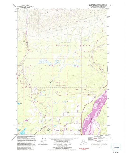 Classic USGS Anchorage C-6 NW Alaska 7.5'x7.5' Topo Map Image