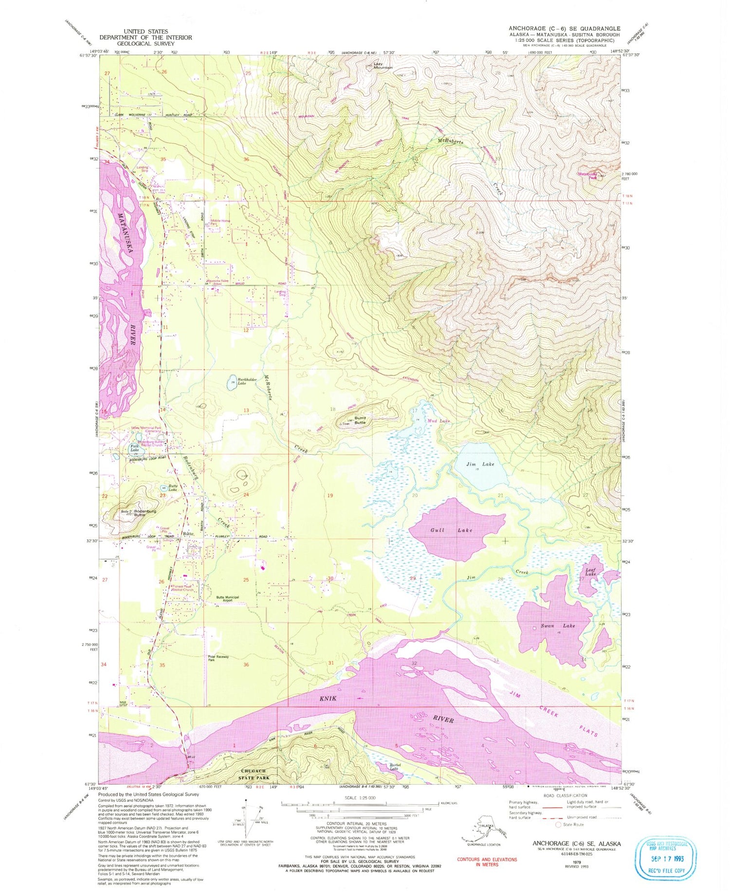 Classic USGS Anchorage C-6 SE Alaska 7.5'x7.5' Topo Map Image