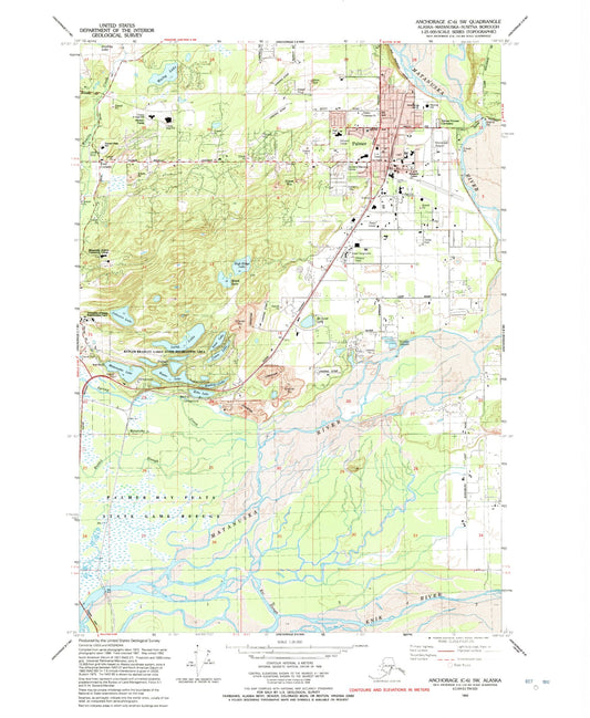 Classic USGS Anchorage C-6 SW Alaska 7.5'x7.5' Topo Map Image