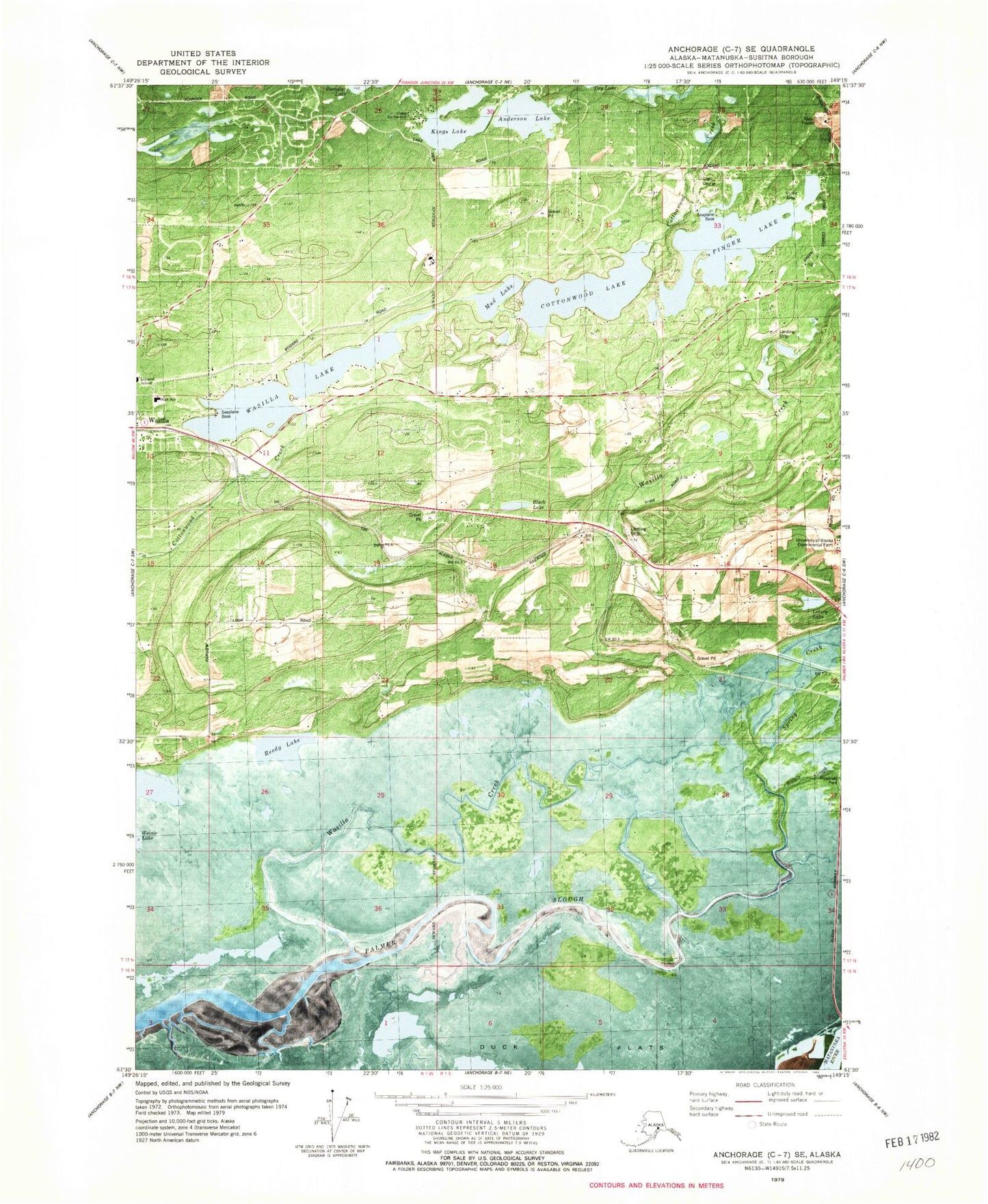 Classic USGS Anchorage C-7 SE Alaska 7.5'x7.5' Topo Map Image