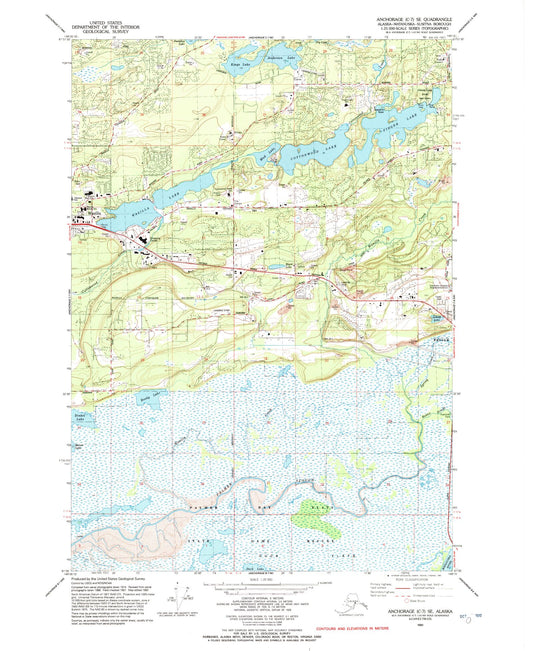 Classic USGS Anchorage C-7 SE Alaska 7.5'x7.5' Topo Map Image