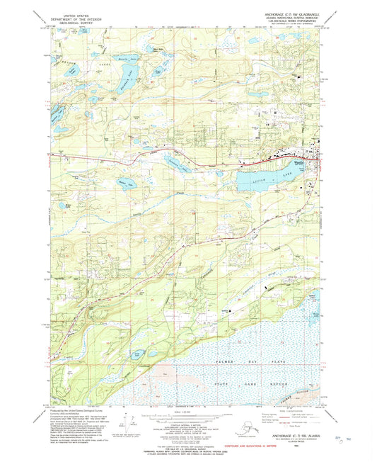 Classic USGS Anchorage C-7 SW Alaska 7.5'x7.5' Topo Map Image