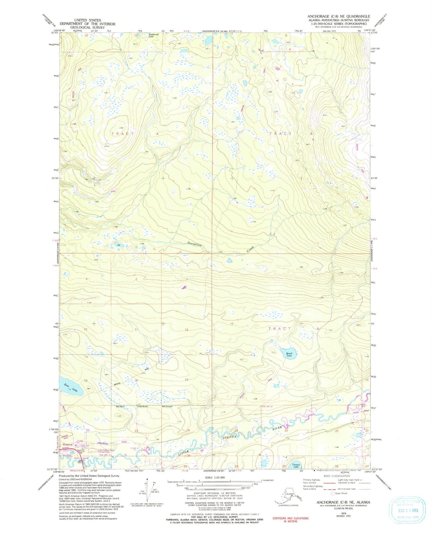 Classic USGS Anchorage C-8 NE Alaska 7.5'x7.5' Topo Map Image