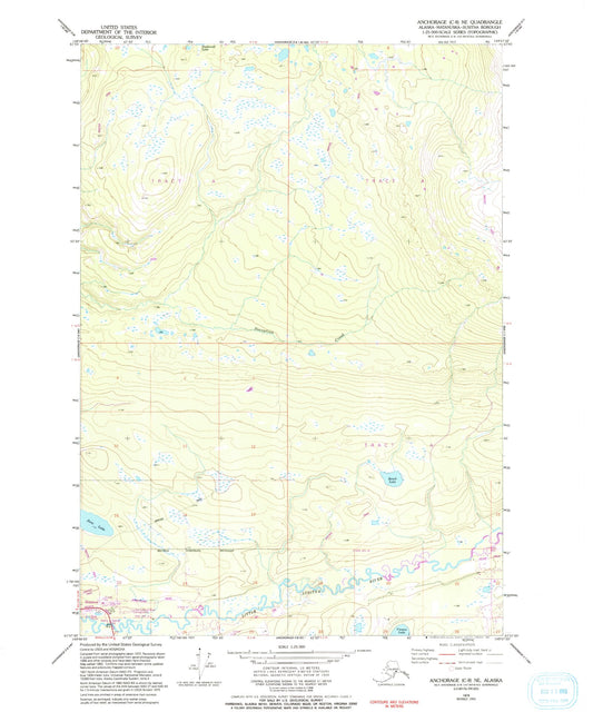 Classic USGS Anchorage C-8 NE Alaska 7.5'x7.5' Topo Map Image