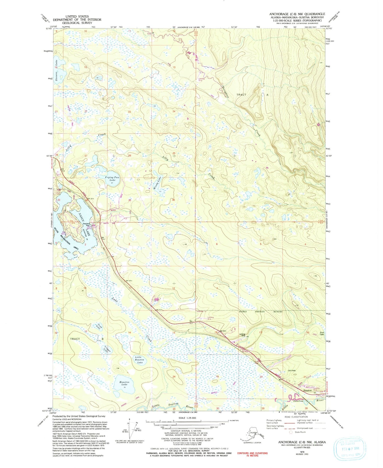 Classic USGS Anchorage C-8 NW Alaska 7.5'x7.5' Topo Map Image