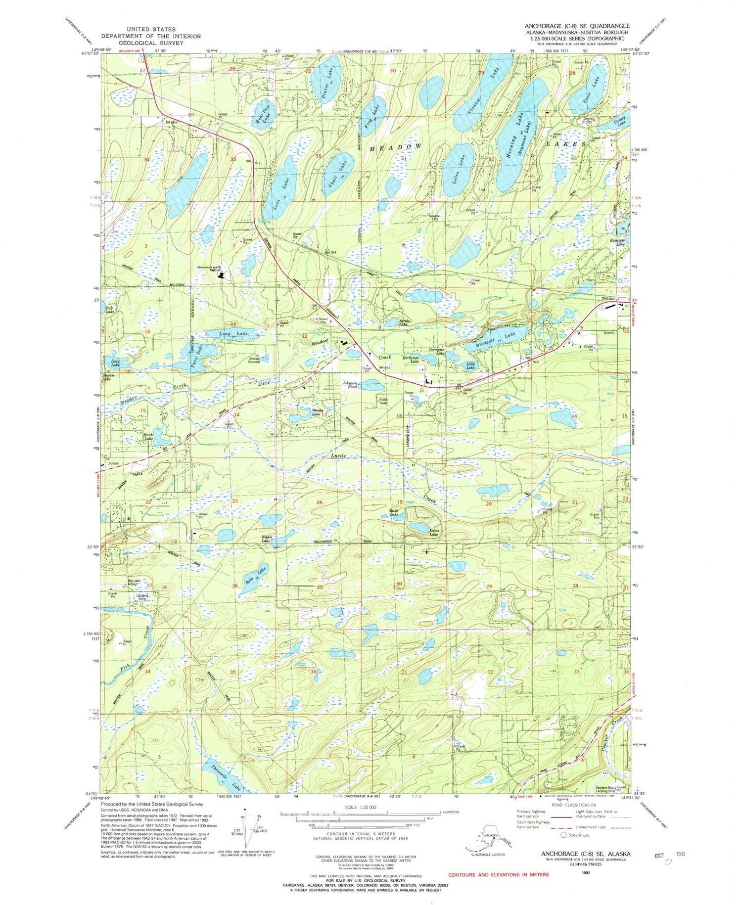 Classic USGS Anchorage C-8 SE Alaska 7.5'x7.5' Topo Map Image