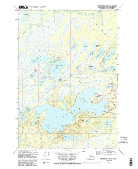 Classic USGS Anchorage C-8 SW Alaska 7.5'x7.5' Topo Map Image