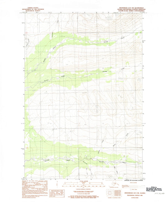 Classic USGS Anchorage D-7 SW Alaska 7.5'x7.5' Topo Map Image