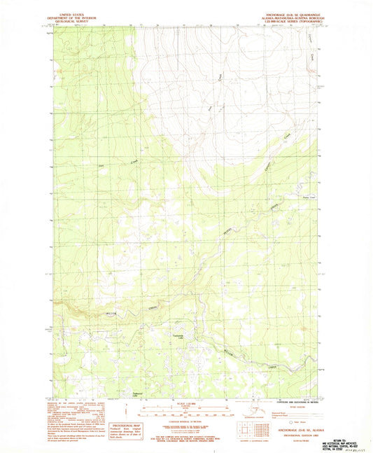 Classic USGS Anchorage D-8 SE Alaska 7.5'x7.5' Topo Map Image