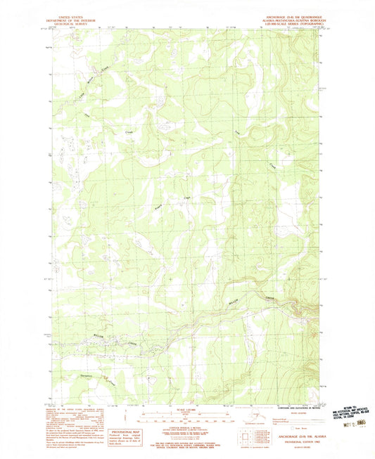 Classic USGS Anchorage D-8 SW Alaska 7.5'x7.5' Topo Map Image