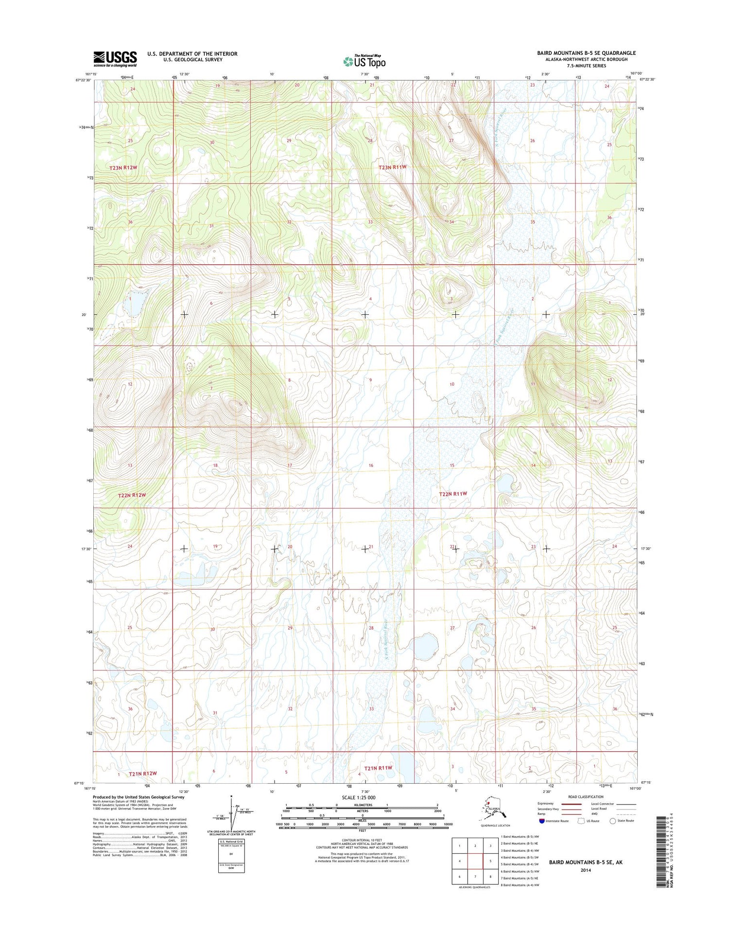 Baird Mountains B-5 SE Alaska US Topo Map Image
