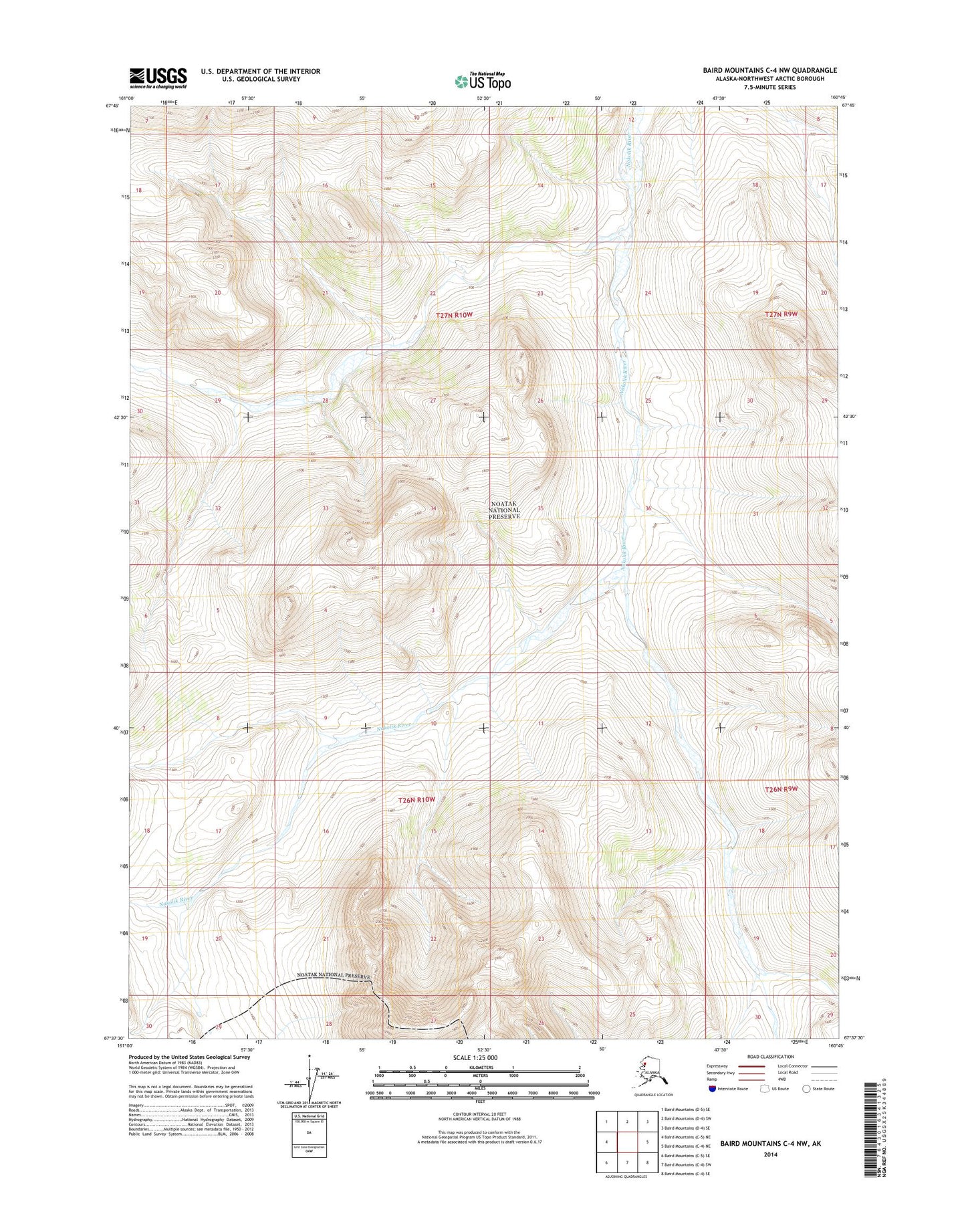 Baird Mountains C-4 NW Alaska US Topo Map Image