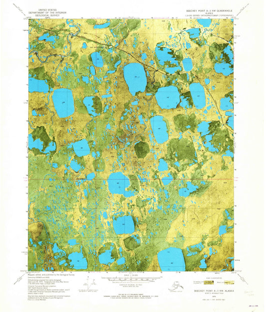 Classic USGS Beechey Point A-3 NW Alaska 7.5'x7.5' Topo Map Image