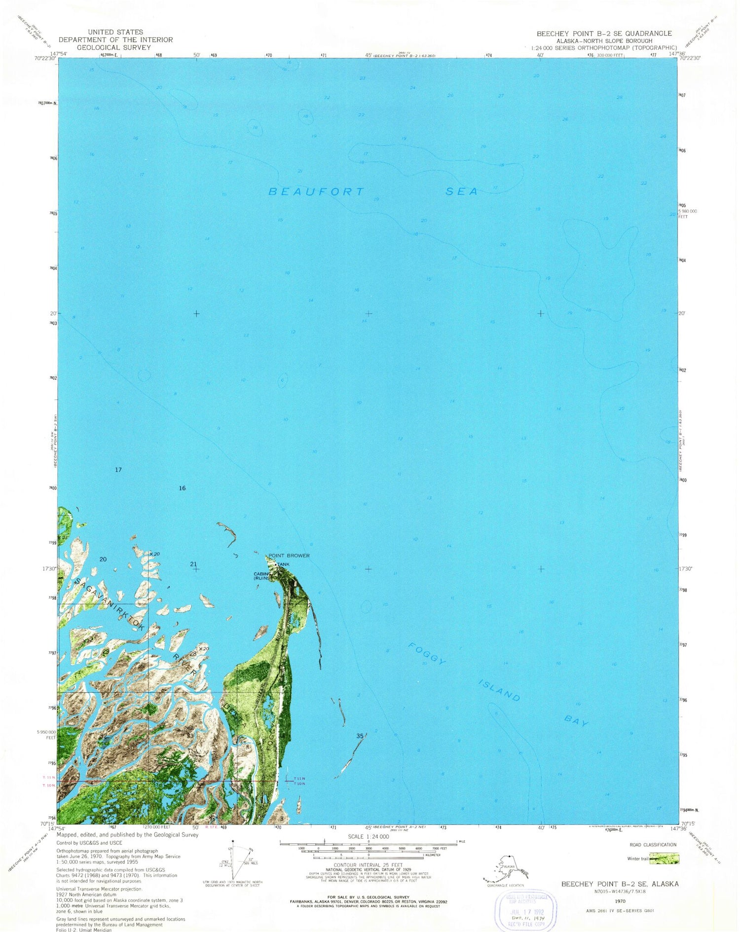 Classic USGS Beechey Point B-2 SE Alaska 7.5'x7.5' Topo Map Image