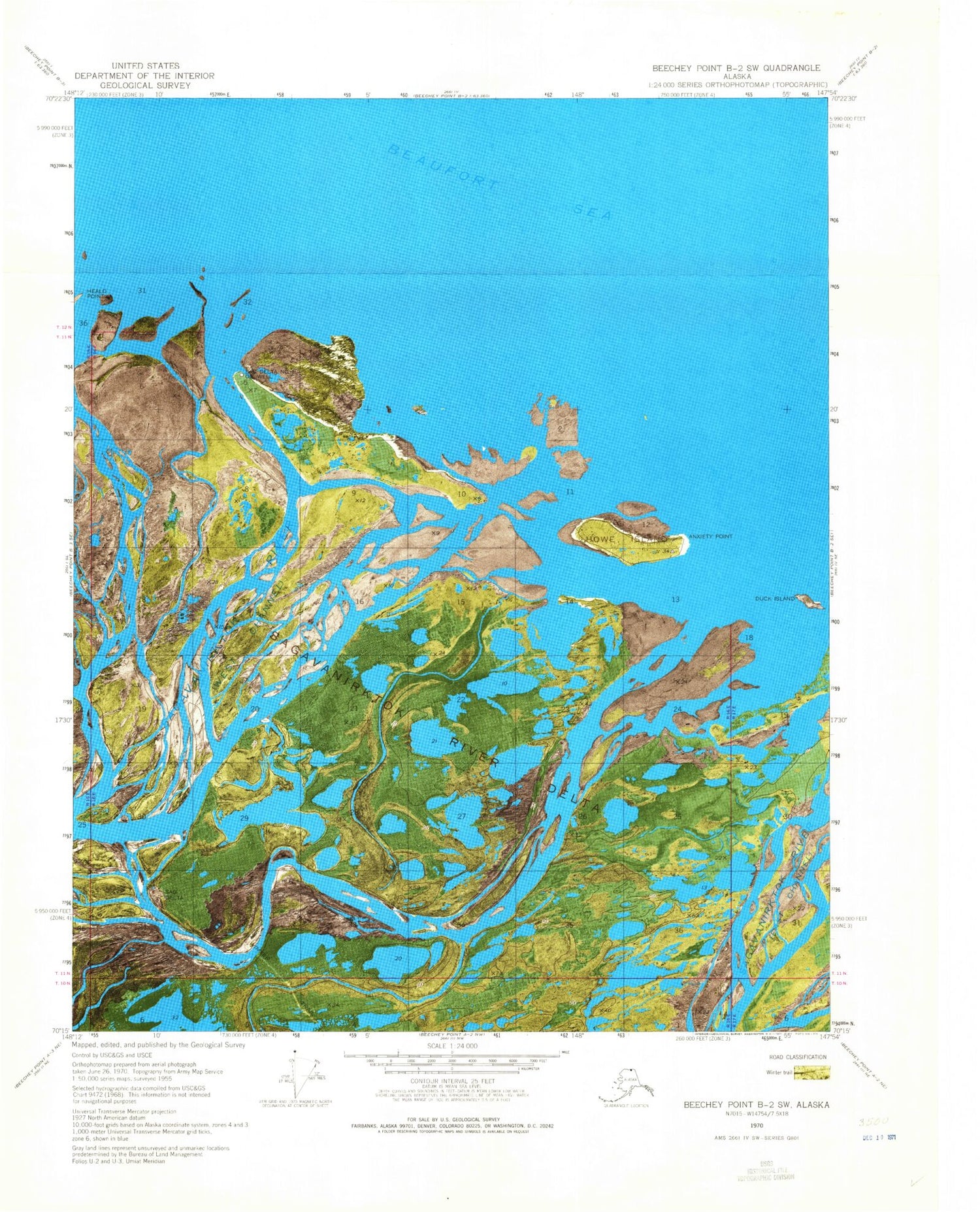 Classic USGS Beechey Point B-2 SW Alaska 7.5'x7.5' Topo Map Image