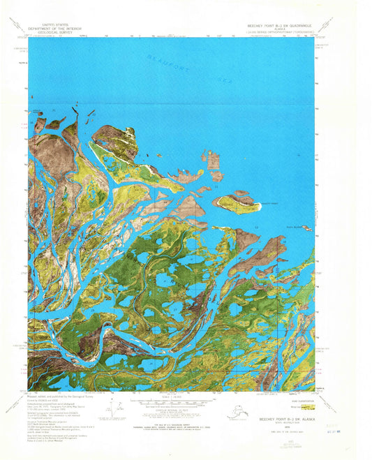 Classic USGS Beechey Point B-2 SW Alaska 7.5'x7.5' Topo Map Image