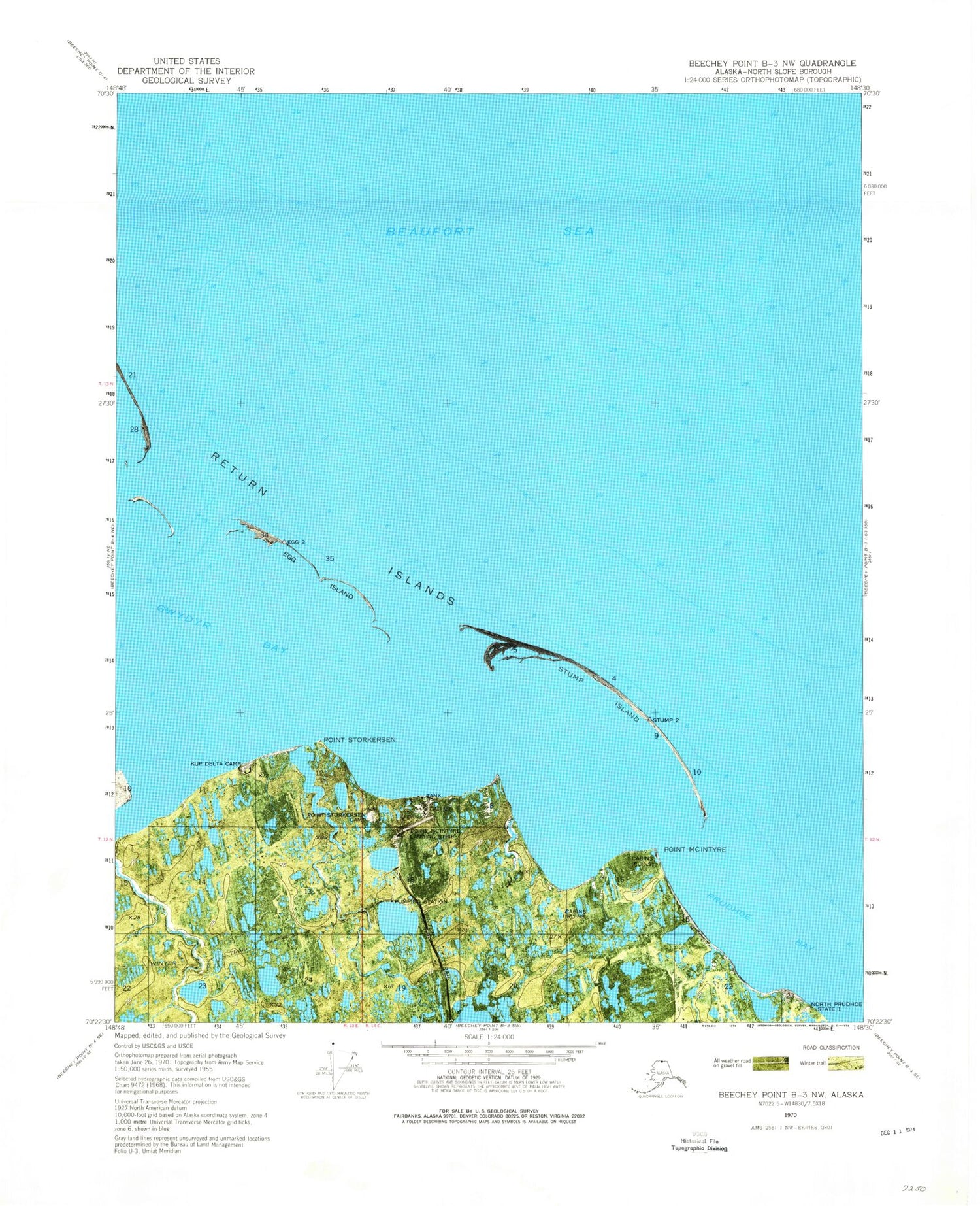 Classic USGS Beechey Point B-3 NW Alaska 7.5'x7.5' Topo Map Image