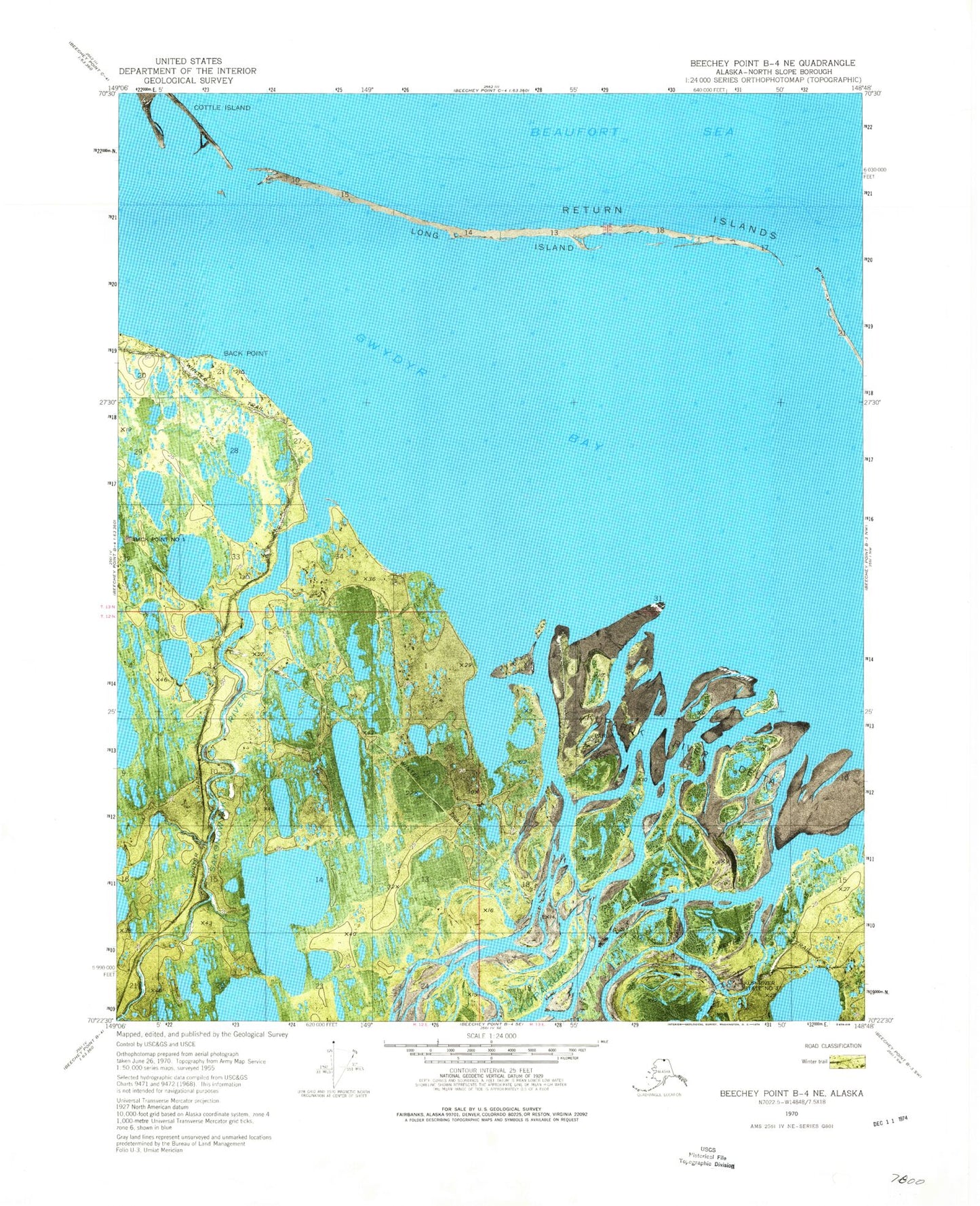 Classic USGS Beechey Point B-4 NE Alaska 7.5'x7.5' Topo Map Image