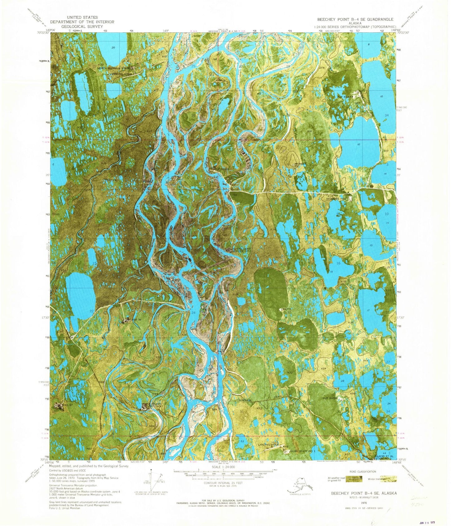 Classic USGS Beechey Point B-4 SE Alaska 7.5'x7.5' Topo Map Image