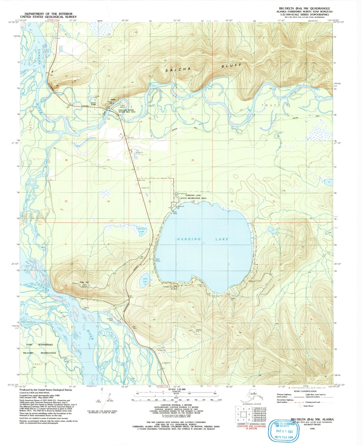 Classic USGS Big Delta B-6 NW Alaska 7.5'x7.5' Topo Map Image