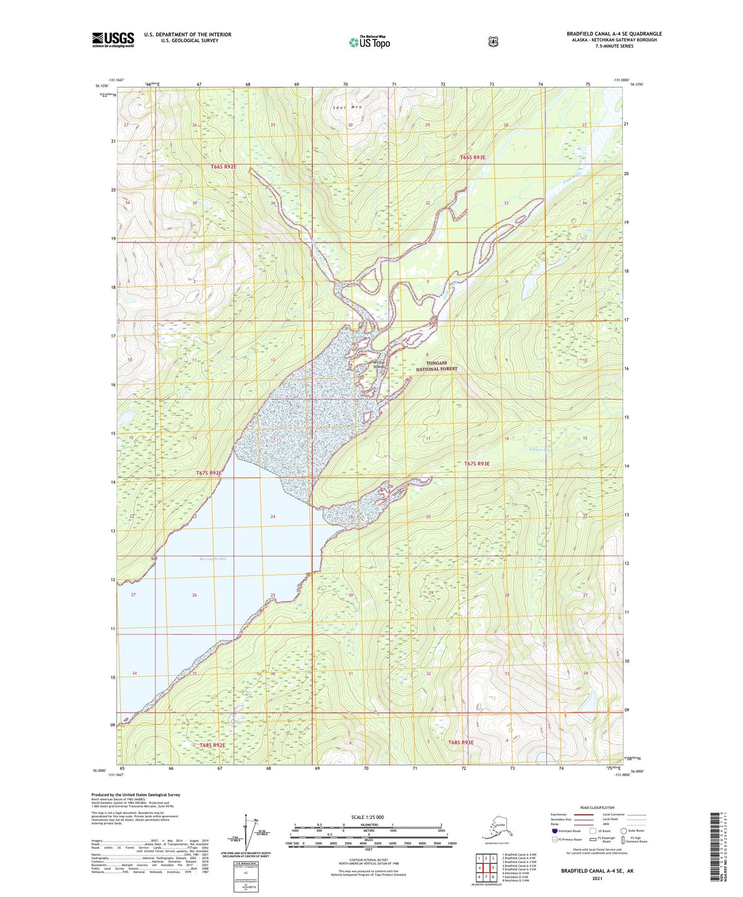 Bradfield Canal A-4 SE Alaska US Topo Map Image
