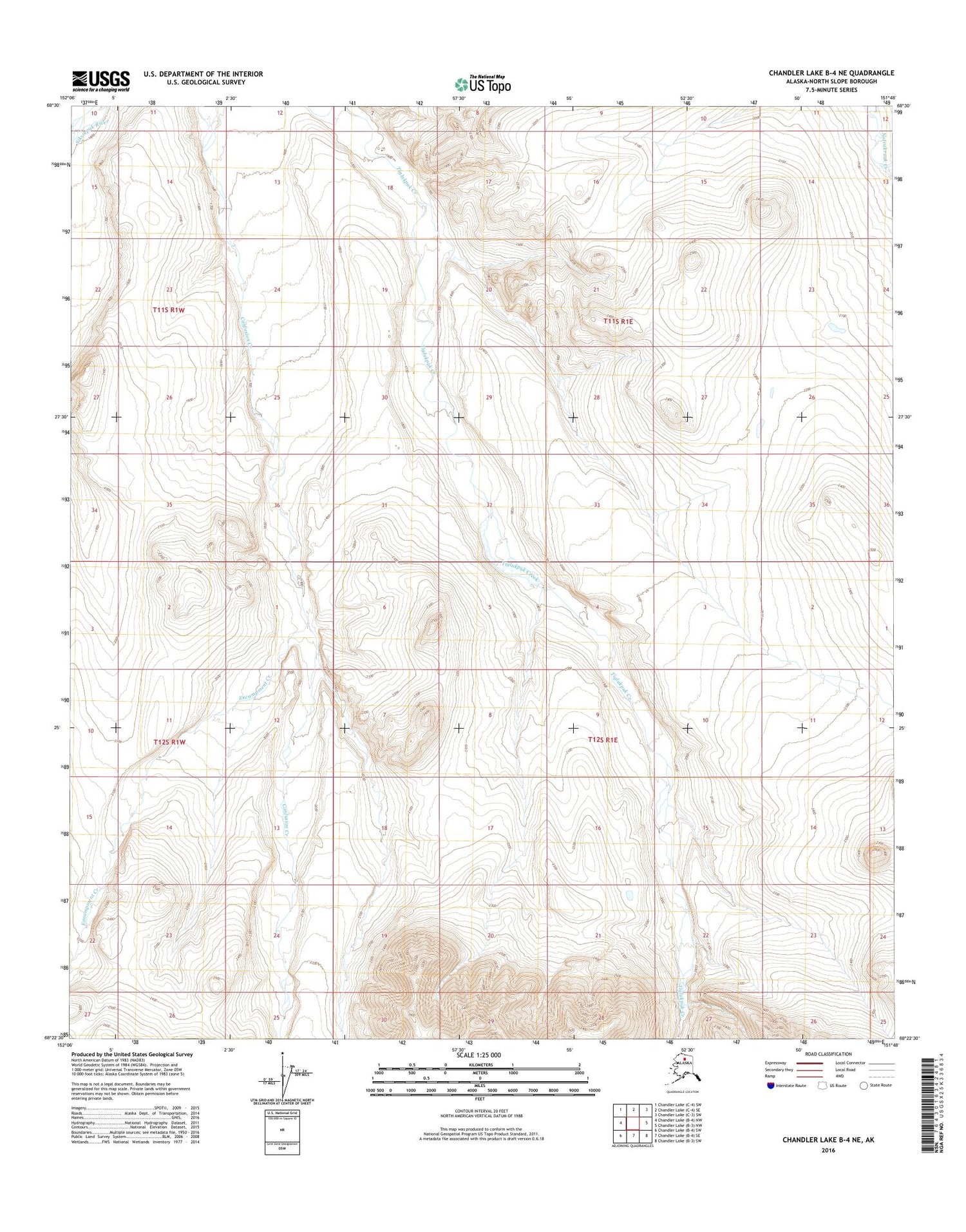 Chandler Lake B-4 NE Alaska US Topo Map Image