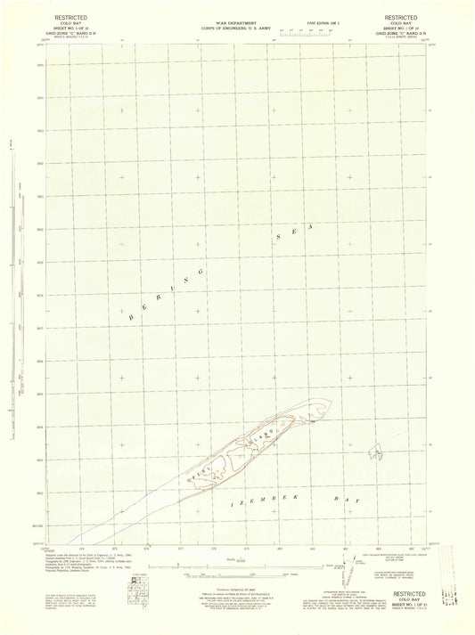 Classic USGS Cold Bay B-3 NE Alaska 7.5'x7.5' Topo Map Image