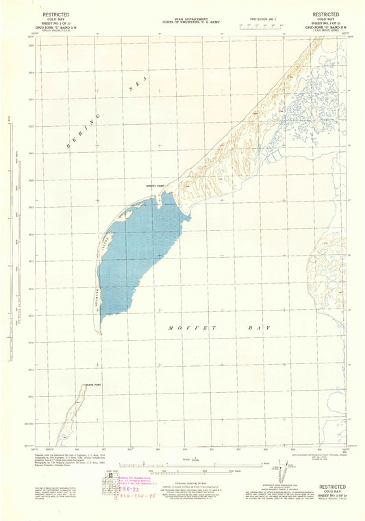 Classic USGS Cold Bay B-2 NW Alaska 7.5'x7.5' Topo Map Image