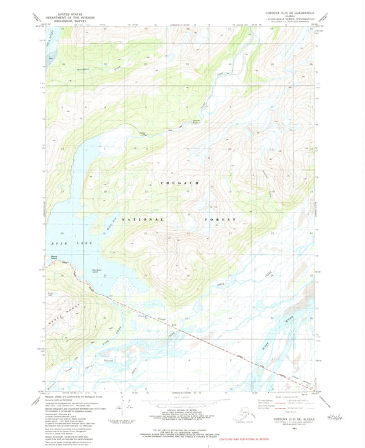 Classic USGS Cordova C-5 SE Alaska 7.5'x7.5' Topo Map Image