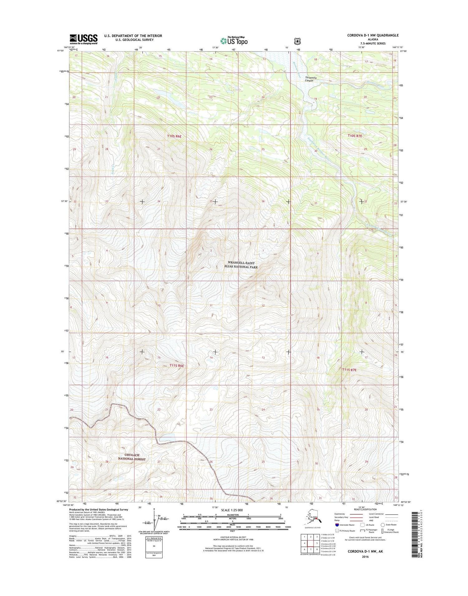 Cordova D-1 NW Alaska US Topo Map Image