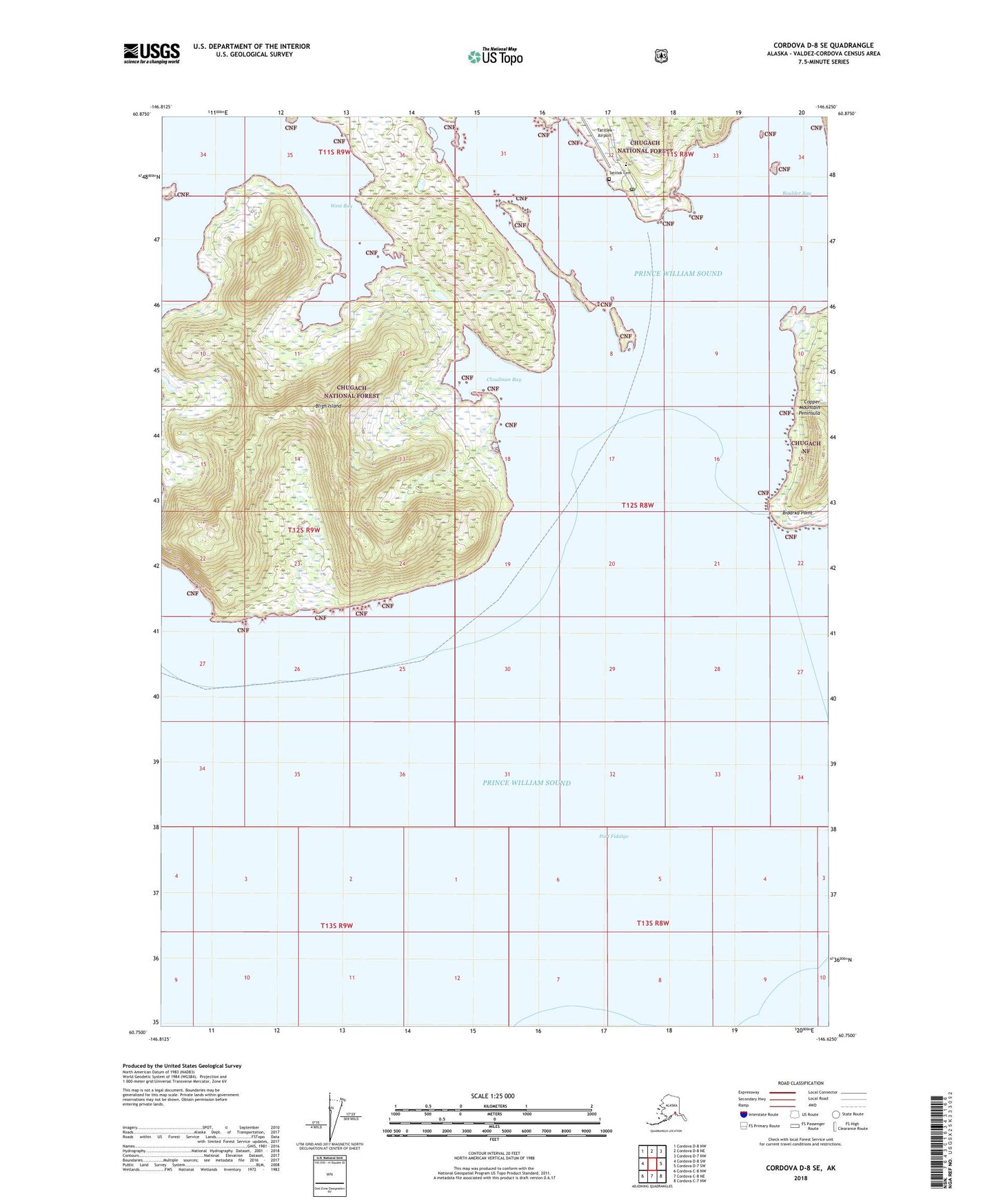 Cordova D-8 SE Alaska US Topo Map Image