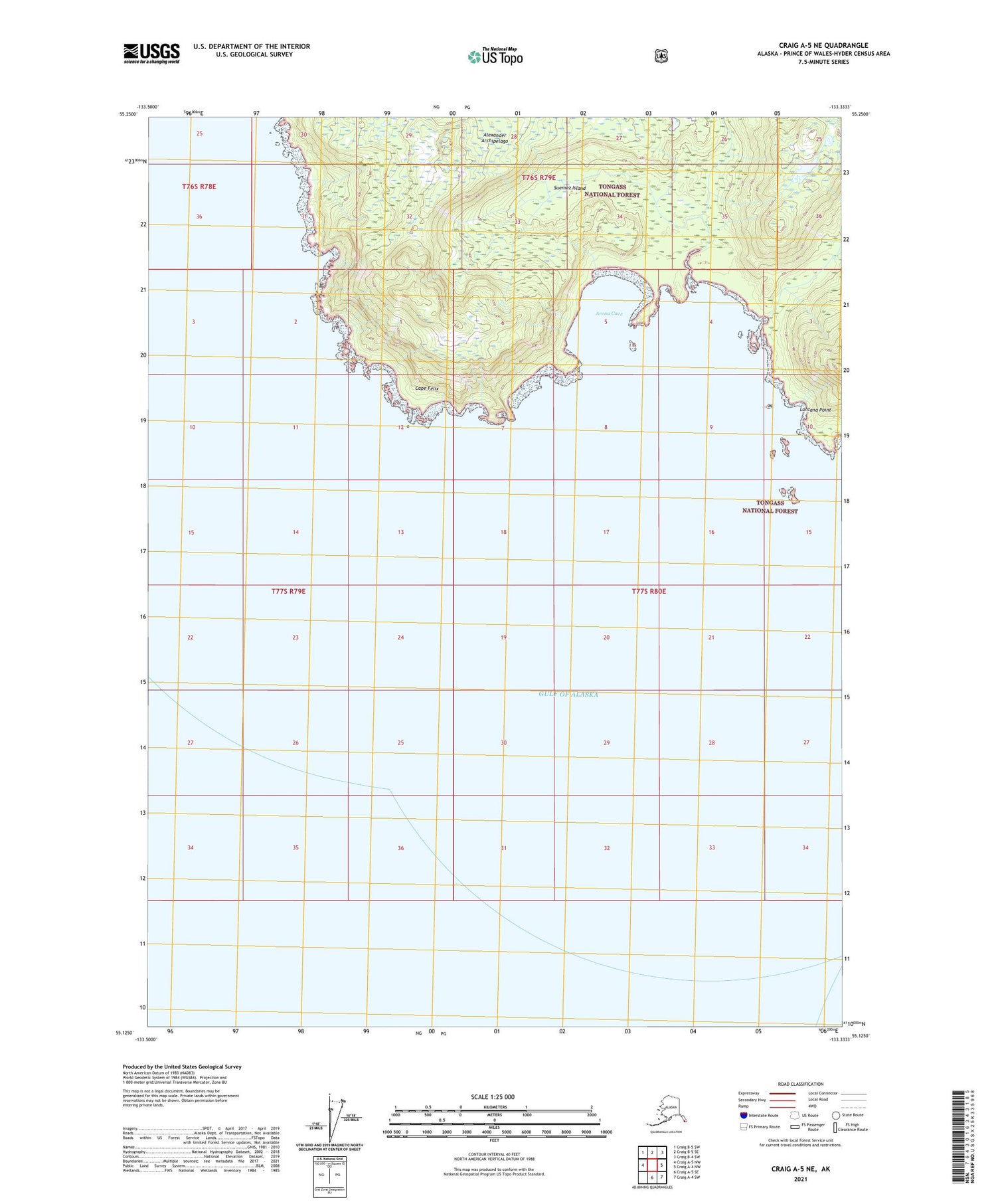 Craig A-5 NE Alaska US Topo Map Image