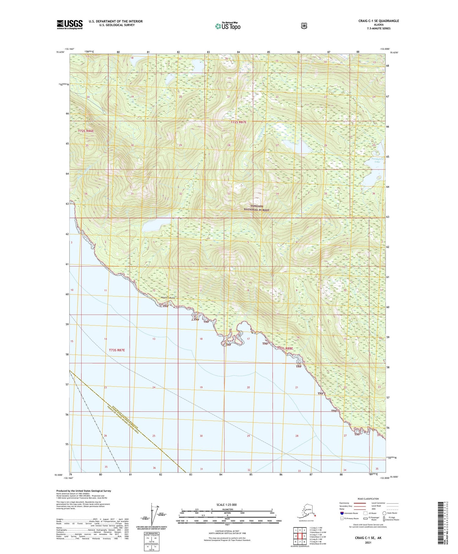 Craig C-1 SE Alaska US Topo Map Image