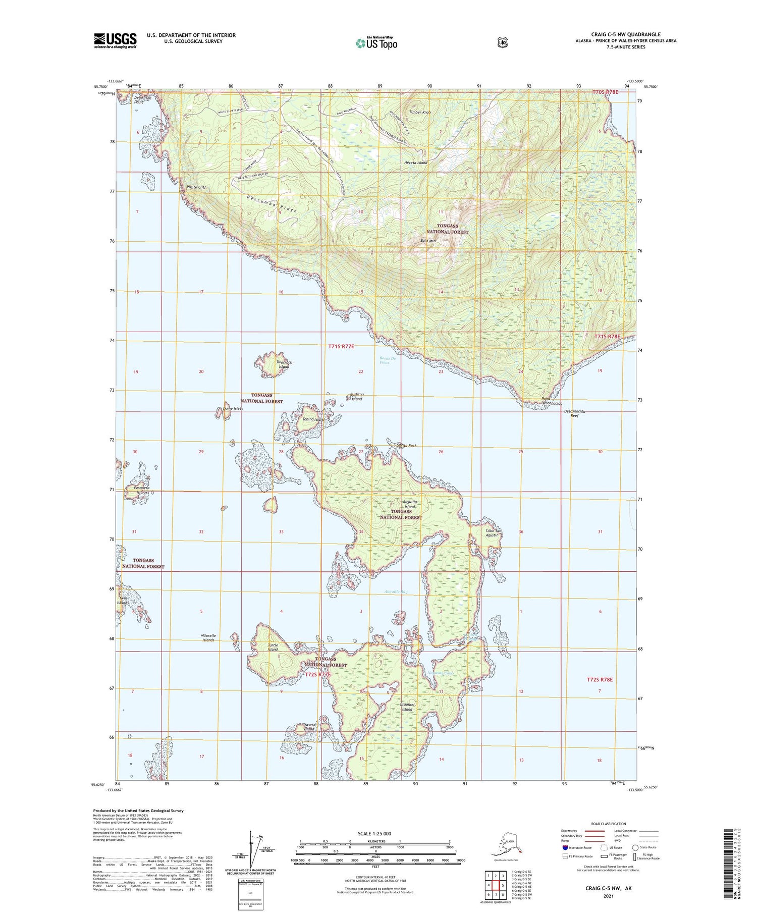 Craig C-5 NW Alaska US Topo Map Image
