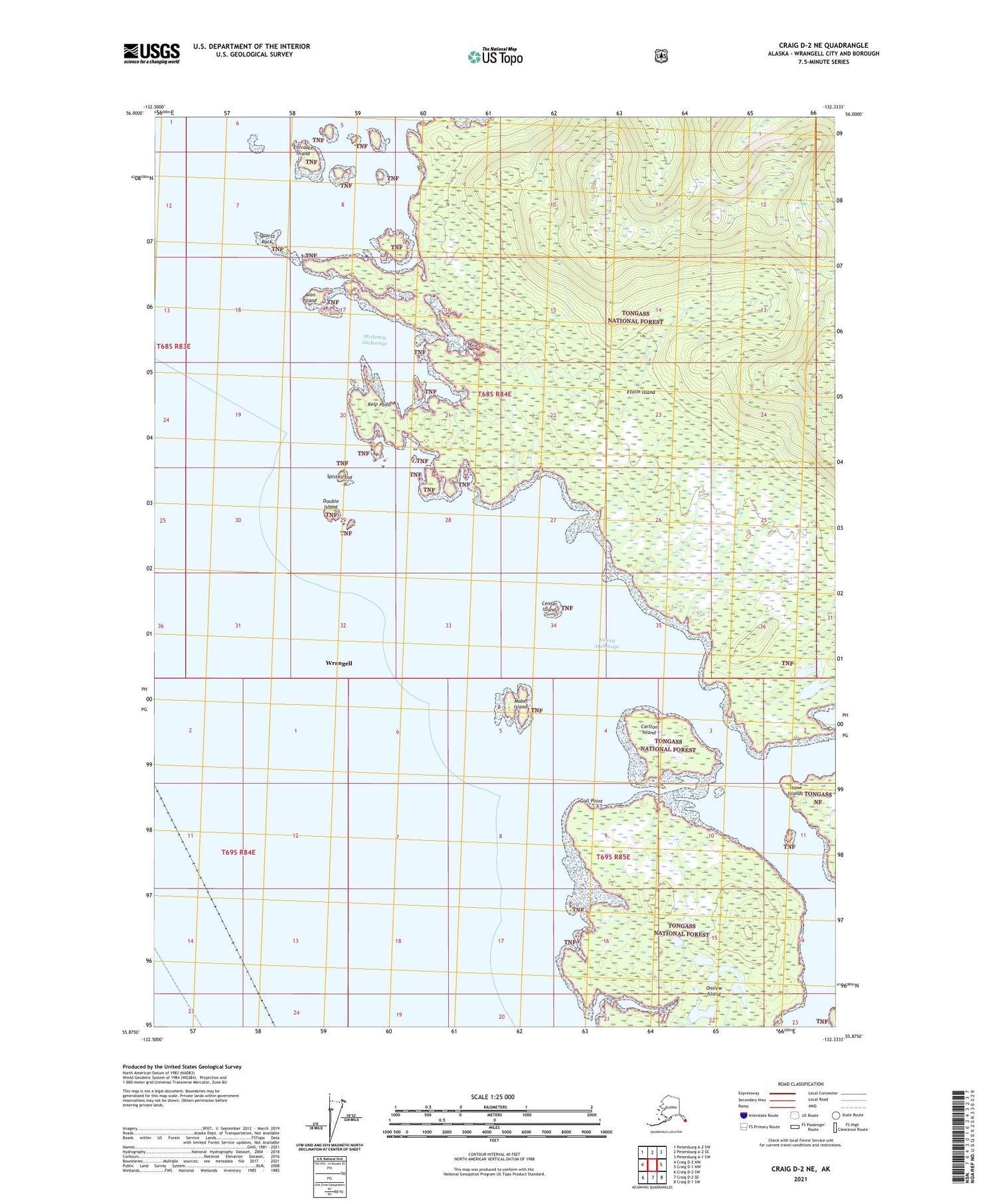 Craig D-2 NE Alaska US Topo Map Image