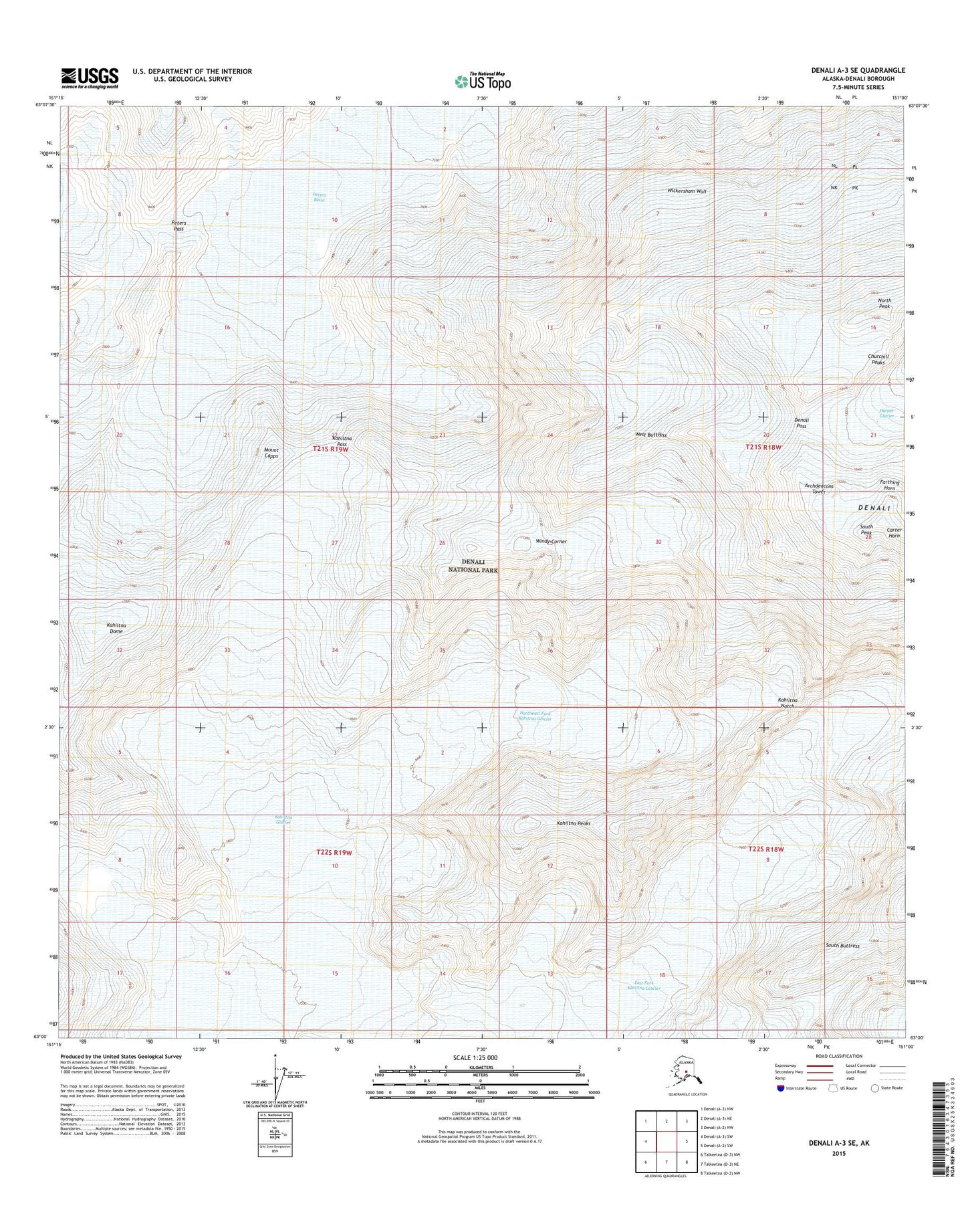 Denali A-3 SE Alaska US Topo Map Image