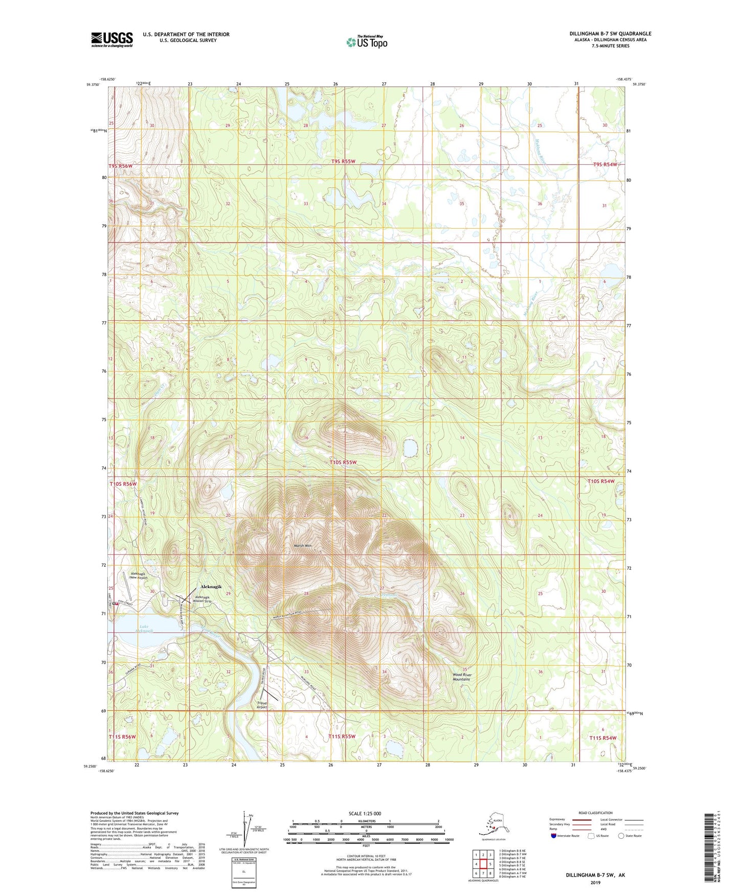 Dillingham B-7 SW Alaska US Topo Map Image